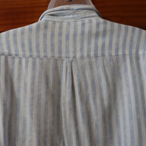 Aerie Blue and White Striped Button Down Popover Blouse Large - Picture 5 of 16